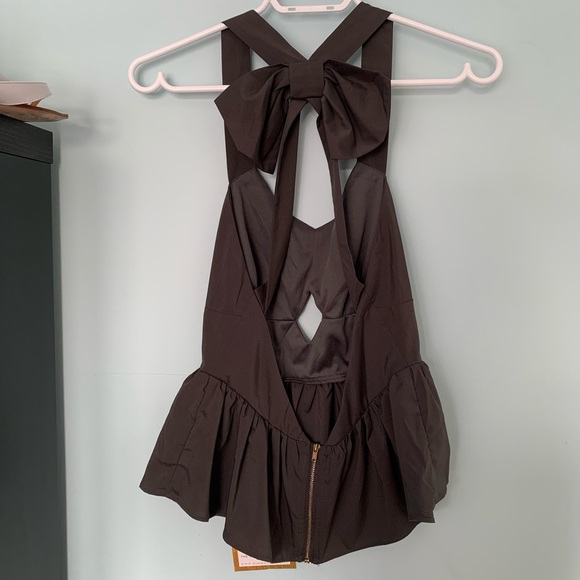 Grey Bow Open Back Top - Picture 3 of 7